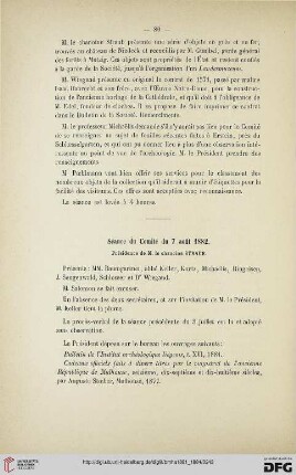 Séance du Comité du 7 août 1882