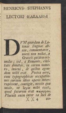 Henricus Stephanus Lectori [...]