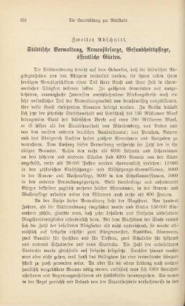 Zweiter Abschnitt. Städtische Verwaltung, Armenfürsorge, Gesundheitspflege, öffentliche Gärten