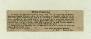 Bekanntmachung des Rates der Stadt über die Schornsteinfegerarbeit (Zeitungsausschnitt)