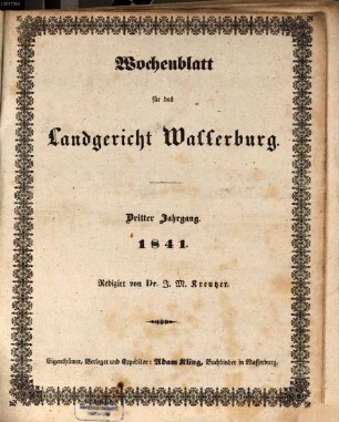 Wochenblatt für das Landgericht Wasserburg. 1841 = Jg. 3