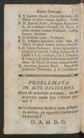 Problemata In Actu Decidenda