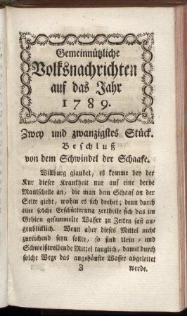Zwey und zwanzigstes Stück