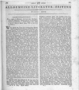 Jahrbuch für Rechtsgelehrte in Rußland. Bd. 1-2. Hrsg. v. E. G. v. Bröcker. Riga: Häcker 1822-24