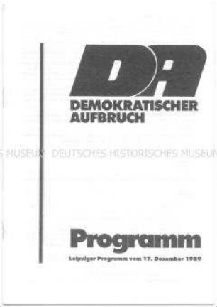 Programm der Partei "Demokratischer Aufbruch" (DA) vom 17. Dezember 1989