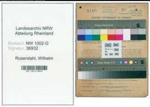 Entnazifizierung Wilhelm Rosendahl, geb. 26.01.1893 (Schuhmacher)