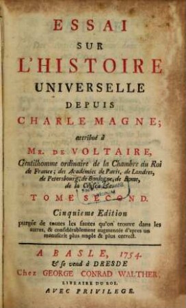 Essai Sur L'Histoire Universelle Depuis Charlemagne. 2