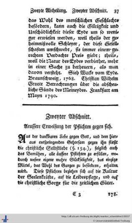 2- Abschnitt. Aeussere Erweisung der Pflichten gegen sich.
