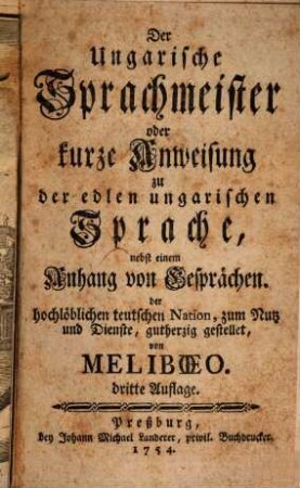 Der Ungarische Sprach-Meister