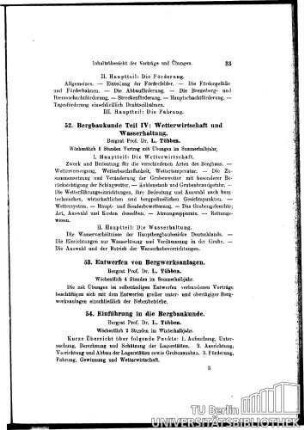 52. Bergbaukunde Teil IV: Wetterwirtschaft u. Wasserhaltung