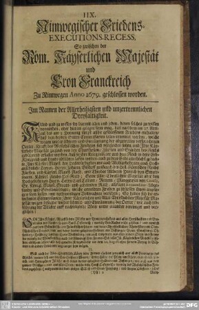 IIX. Nimwegischer Friedens-Executions-Recess, ...