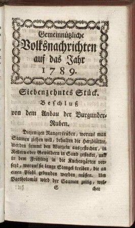 Siebenzehntes Stück
