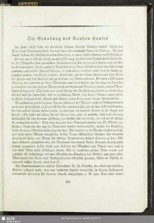 Die Gründung des Rauhen Hauses