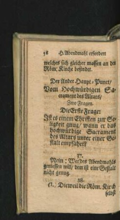 Der Ander Haupt-Punct/ Vom Hochwürdigen Sacrament des Altars.