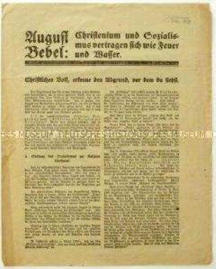 Flugschrift der Zentrumspartei zur Stellung der SPD zum Christentum und Aufruf zur Wahl der Nationalversammlung und der preußischen Landesversammlung 1919