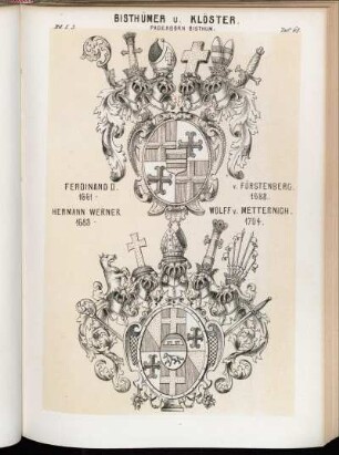 Taf. 68. Paderborn Bisthum. - Ferdinand II. v. Fürstenberg. 1661 - 1683. - Hermann Werner Wolff v. Metternich. 1683 - 1704