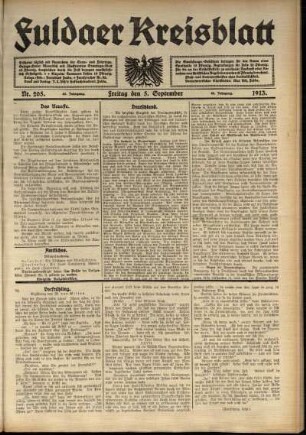 Ausgabe vom Freitag, den 05. September 1913.