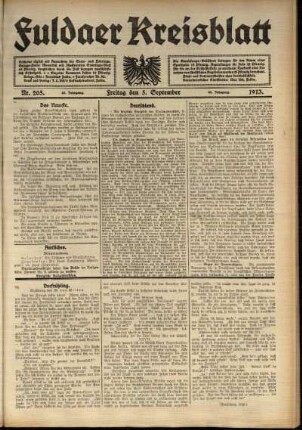 Ausgabe vom Freitag, den 05. September 1913.
