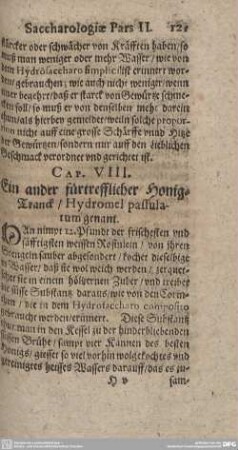 Cap. VIII. Ein ander fprtrefflicher Honig-Tranck/ Hydromel passulatum genant.
