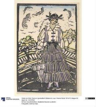Dame in gestreiftem Stufenrock, aus: Wiener Mode 1914/15, Mappe 9/I