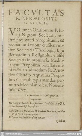 Facultas R. P. Praepositi Generalis