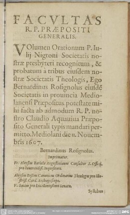 Facultas R. P. Praepositi Generalis