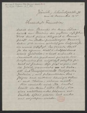 Brief an Jella von Oppenheimer : 19.11.1915