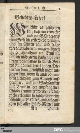 Geliebter Leser!...