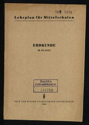 1956: Erdkunde : 10. Klasse