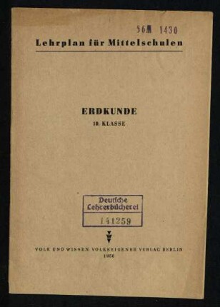1956: Erdkunde : 10. Klasse