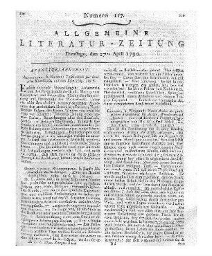 Medizinische Beobachtungen. Bd.2, H.3. [Hrsg.: F. Krebs]. Quedlinburg, Blankenburg: Ernst 1789