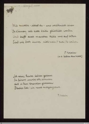 Ich ahne hinter leisem geraun (Lieder ohne Worte, Vergessene Weisen II, Vers 1 - 4) : [SW XVI: keine Sigle, SW XVII: keine Sigle]; [SW XVI, S. 18/144, SW XVII, S. 50/117-118]