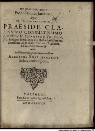 De iurisdictione propositiones iur.