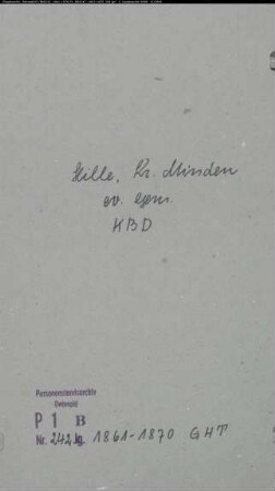 Kirchenbuchduplikat der evangelischen Gemeinde Hille, Kreis Minden (GHT 1861-1870) (Gemeinde: Evangelische Gemeinde Hille)
