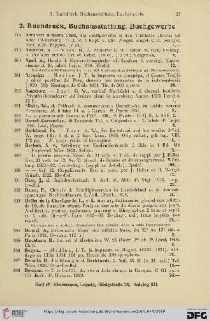 2. Buchdruck. Buchausstattung. Buchgewerbe (Nr. 378 - 688)