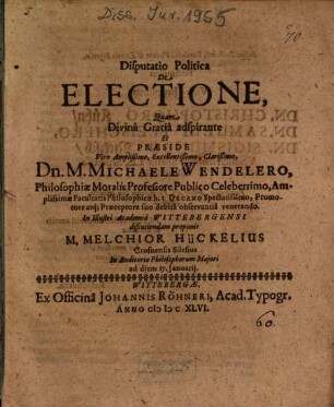 Disputatio Politica De Electione