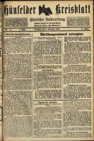 Zweite Ausgabe vom Dienstag, den 02. Dezember 1930.