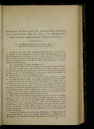 Statistische Notizen über den vermuthlichen Ursprung der in den Jahren 1881 bis 1889 in der Rheinprovinz linksrheinisch aufgefundenen Reblausinfektionen.