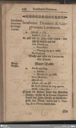 Scorbutus Dentium & Gingivarum. Lavament