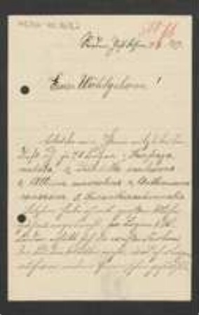 Brief von Alois Zick an Unbekannt