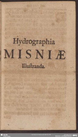 Hydrographia Misniae Illustranda