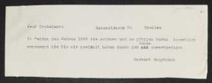 Brief von Gerhart Hauptmann an Wilhelm Ercklentz
