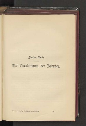 Fünftes Buch. Der Occultismus der Hebräer.