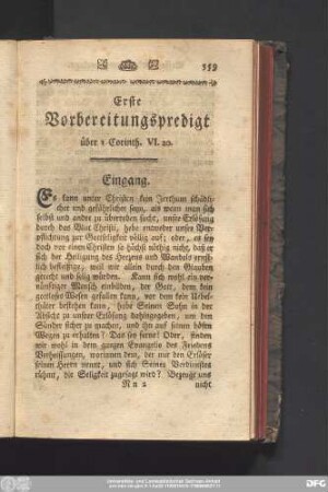 Erste Vorbereitungspredigt über 1 Corinth. VI. 20.