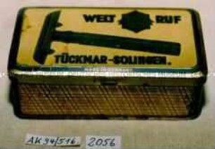 Blechdose für Rasierutensilien "WELT RUF TÜCKMAR-SOLINGEN."
