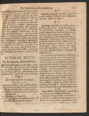 Titulus XXVII. De Sententia, & re judicata