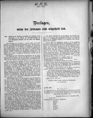 Anlage: ad No. 57 (481-484), Vorlagen, welche den Zeitungen nicht mitgeteilt sind
