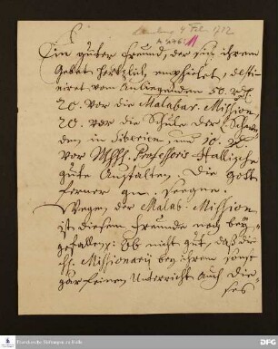 Brief von [Unbekannt] an August Hermann Francke.