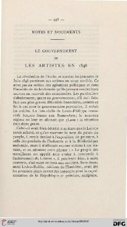 Le gouvernement et les artistes en 1848