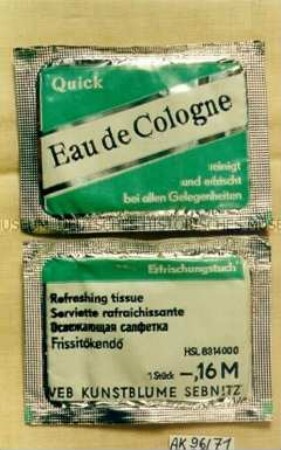 Erfrischungstücher "Eau de Cologne"